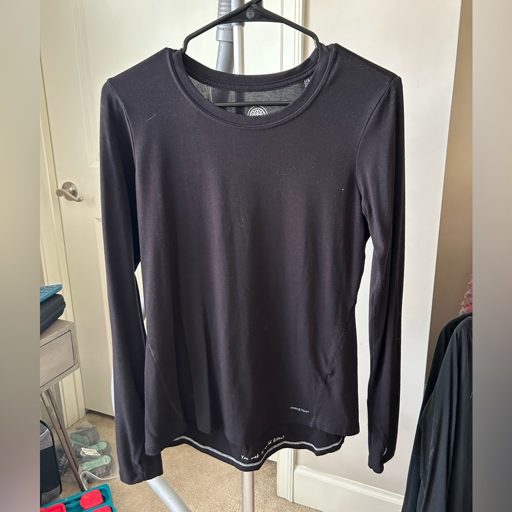 Healing hands, long sleeve, black, unders scrub top, women’s size small